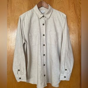 J. Crew women’s beige oversized flannel shirt with pockets